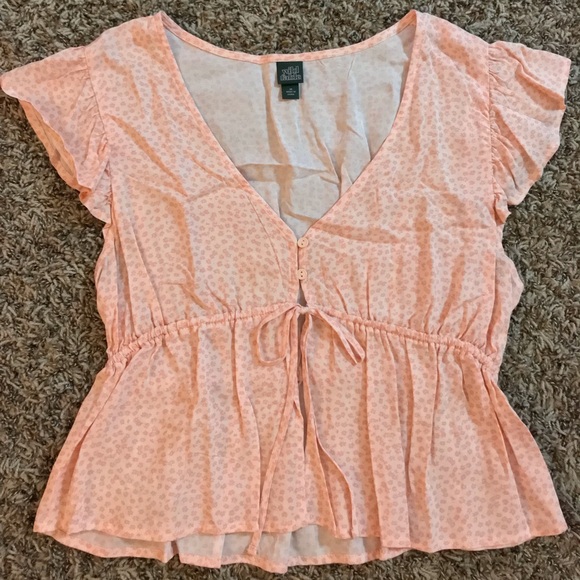 Wild Fable pink flutter sleeve open front crop blouse - Picture 7 of 13